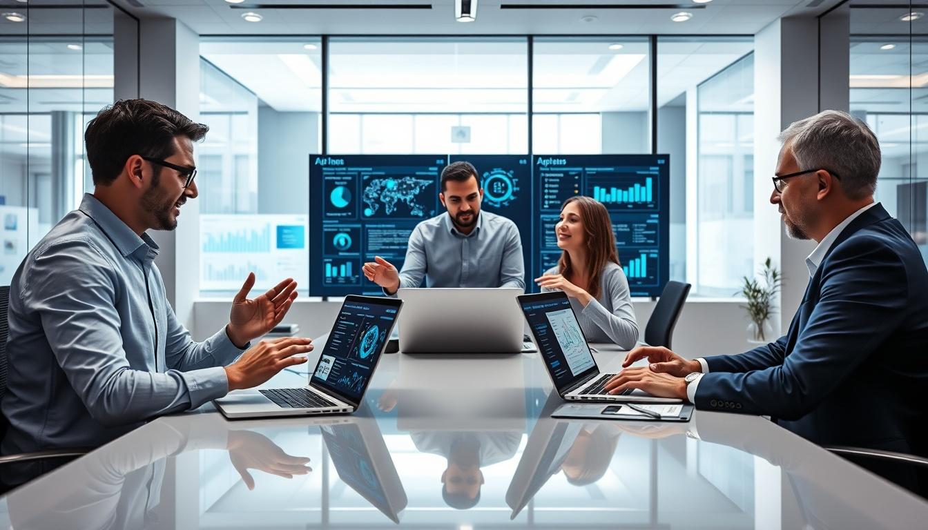 AI software company team and business technology strategy